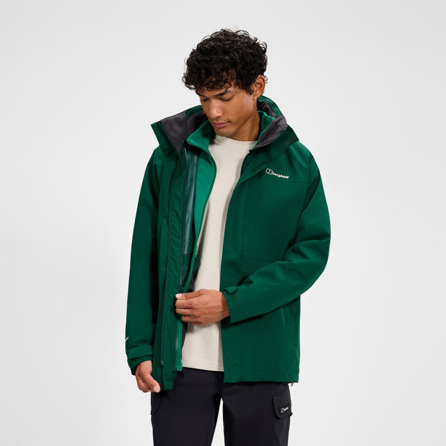 mens hillwalker 2.0 gemini gore-tex 3in1 jacket - green berghaus