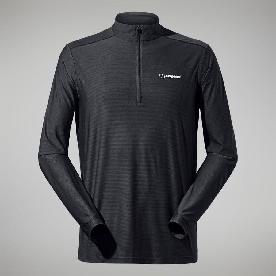 mens 247 tech tee long sleeve half zip - black berghaus
