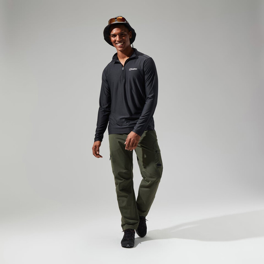 mens 247 tech tee long sleeve half zip - black berghaus