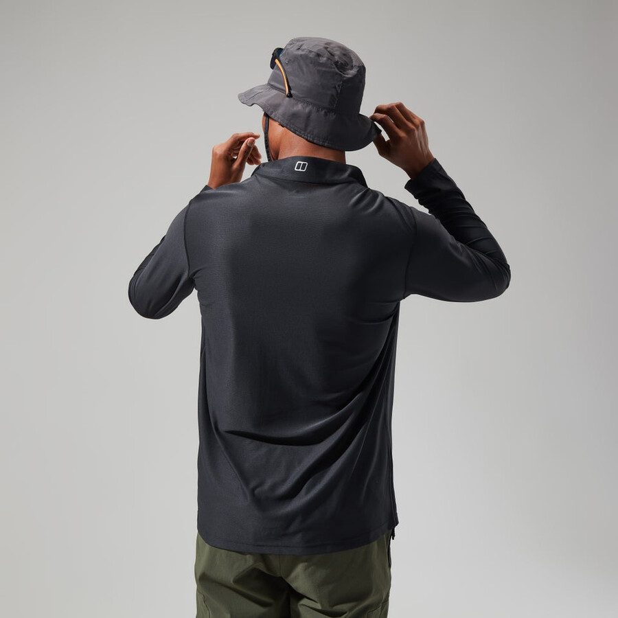 mens 247 tech tee long sleeve half zip - black berghaus