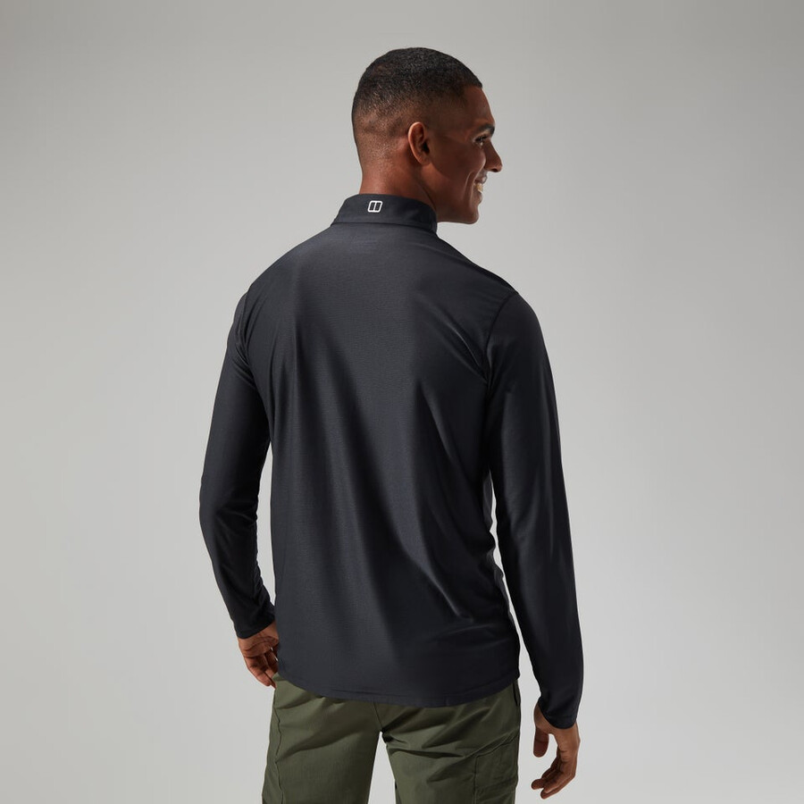 mens 247 tech tee long sleeve half zip - black berghaus