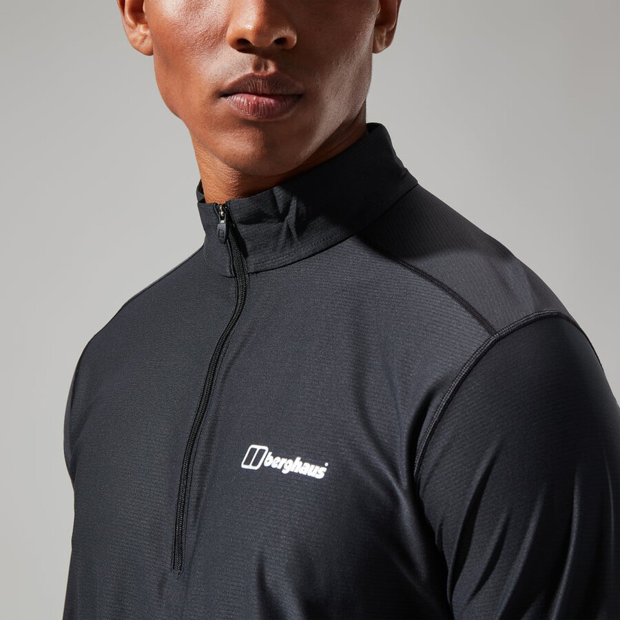mens 247 tech tee long sleeve half zip - black berghaus