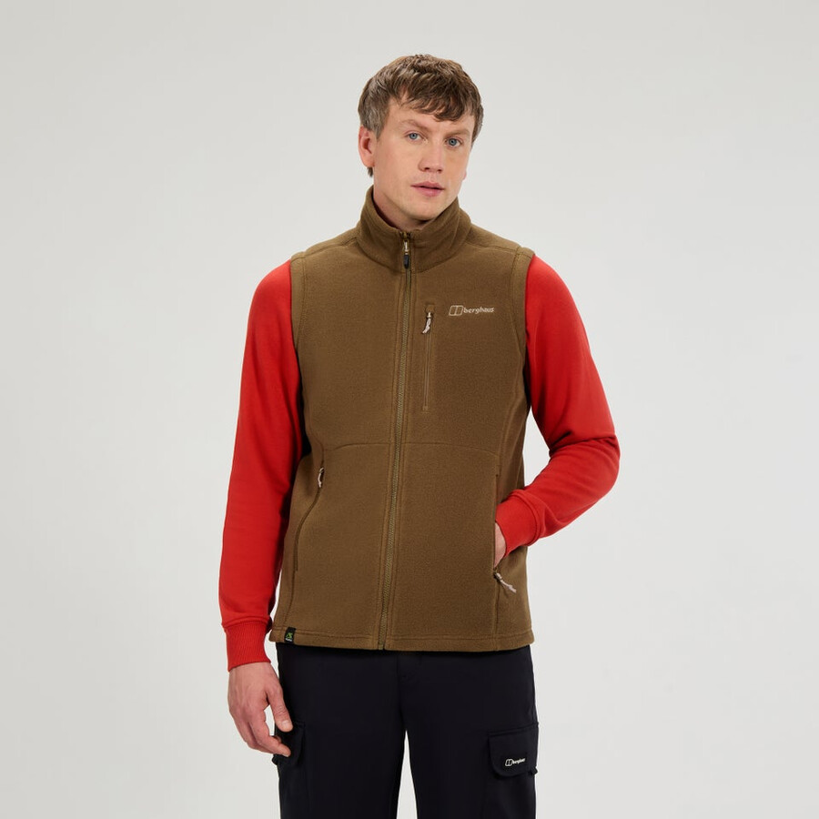 mens prism interactive polartec fleece gilet - brown berghaus