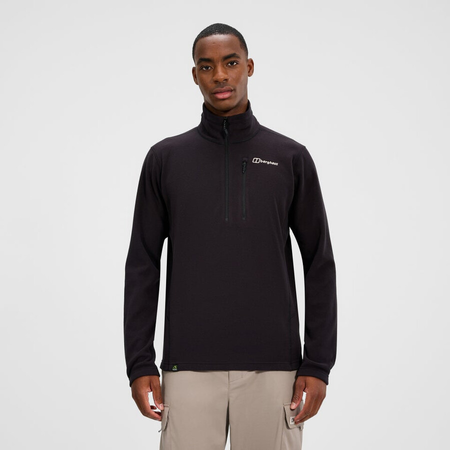 mens prism micro half zip polartec fleece - black berghaus