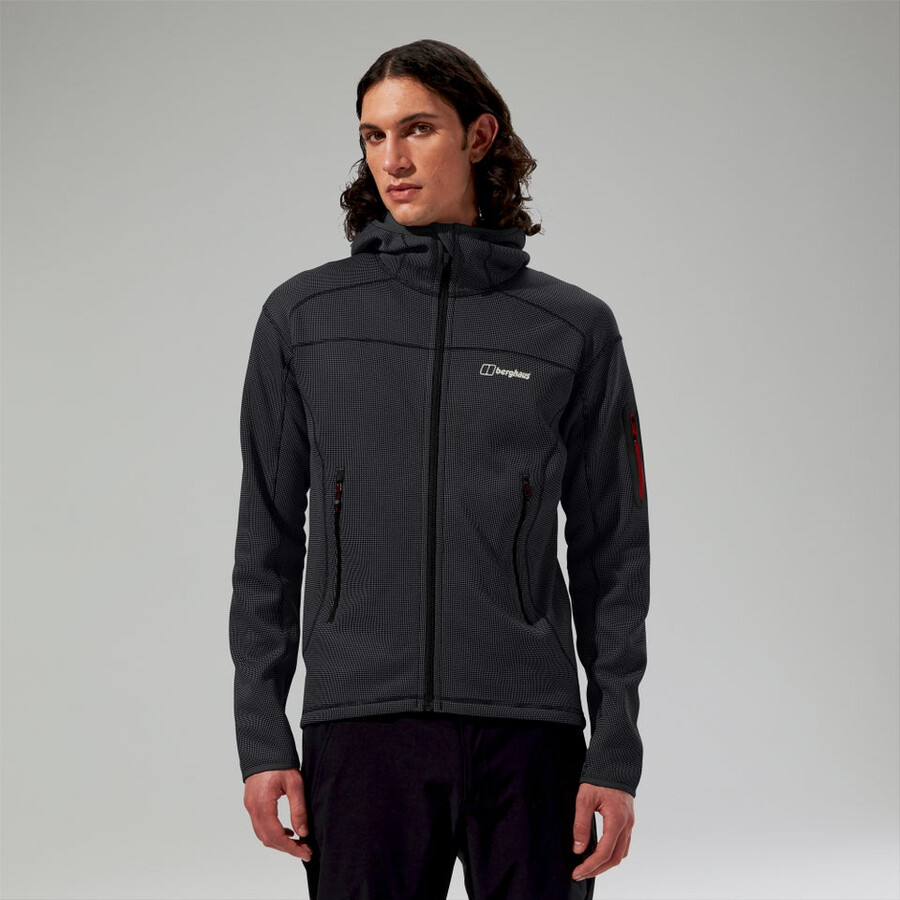 mens pravitale mountain 2.0 hooded fleece jacket - dark greyblack berghaus