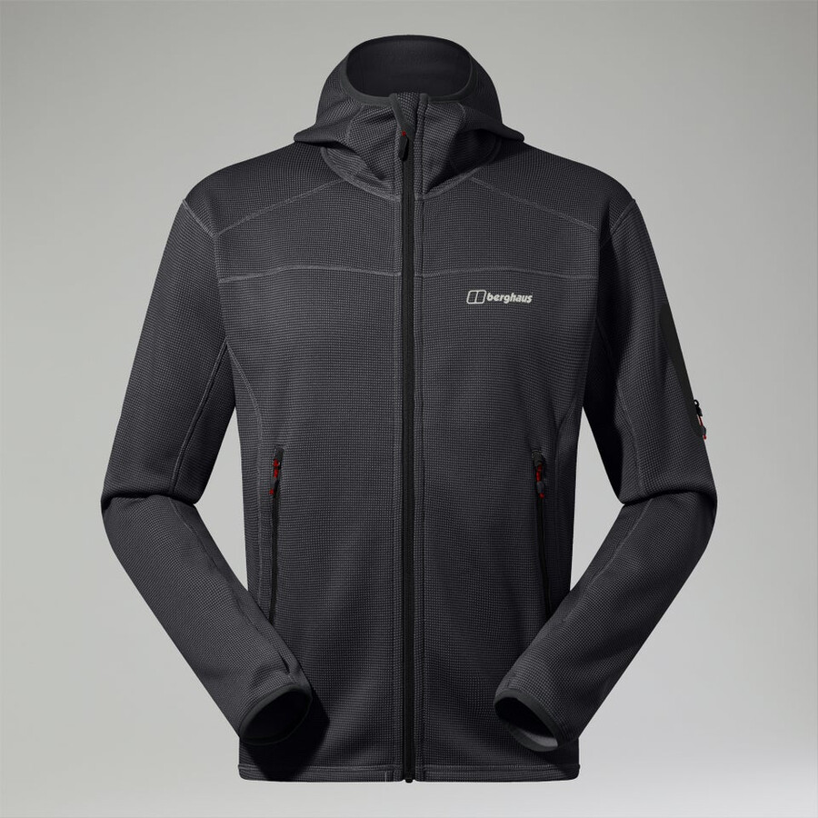 mens pravitale mountain 2.0 hooded fleece jacket - dark greyblack berghaus