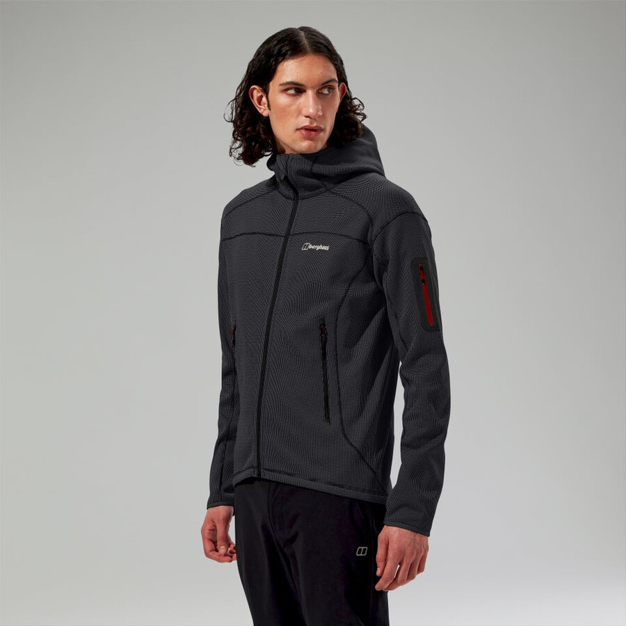 mens pravitale mountain 2.0 hooded fleece jacket - dark greyblack berghaus