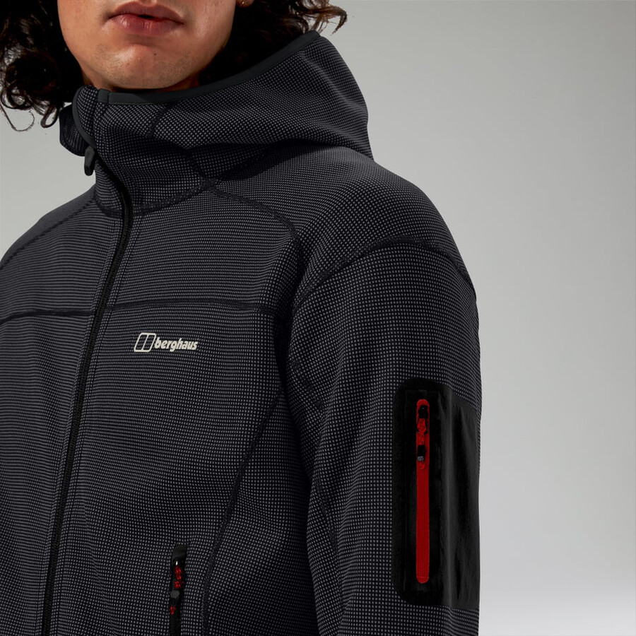 mens pravitale mountain 2.0 hooded fleece jacket - dark greyblack berghaus