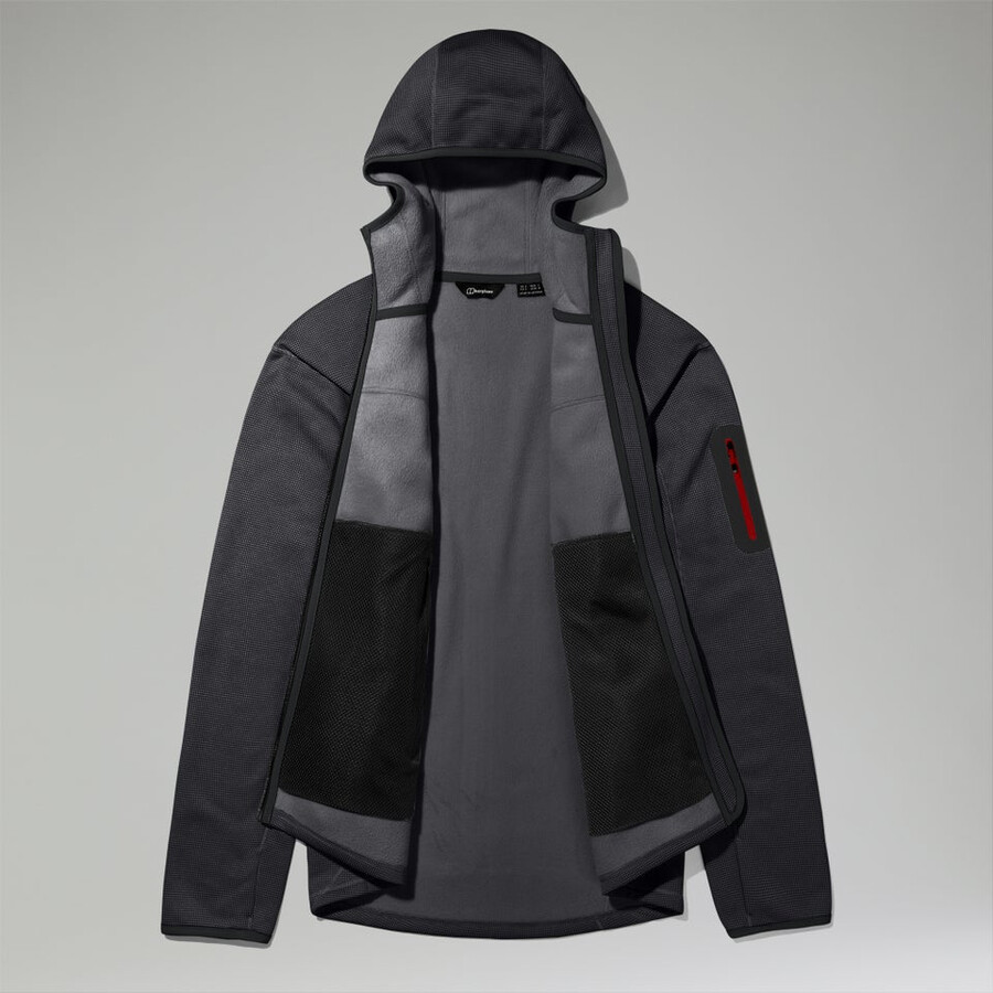 mens pravitale mountain 2.0 hooded fleece jacket - dark greyblack berghaus