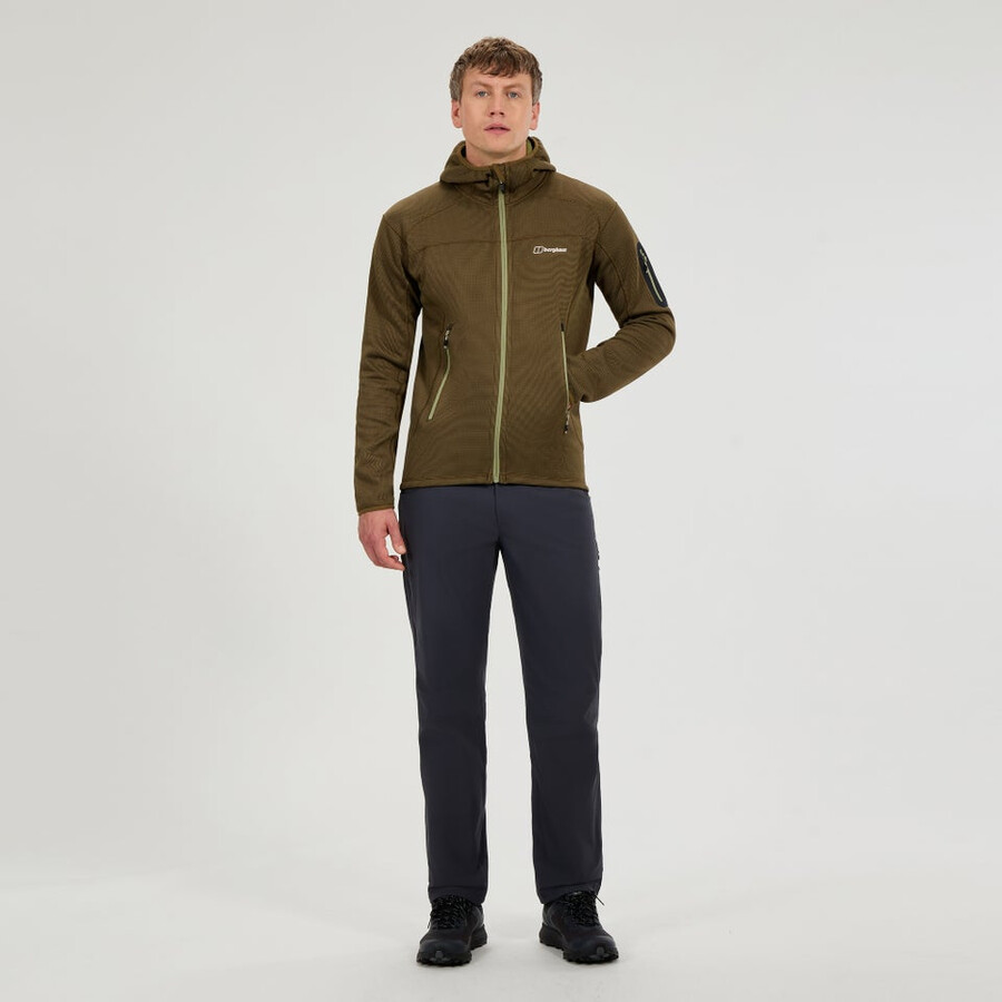 mens pravitale mtn 2.0 hooded fleece jacket - greenbrown berghaus