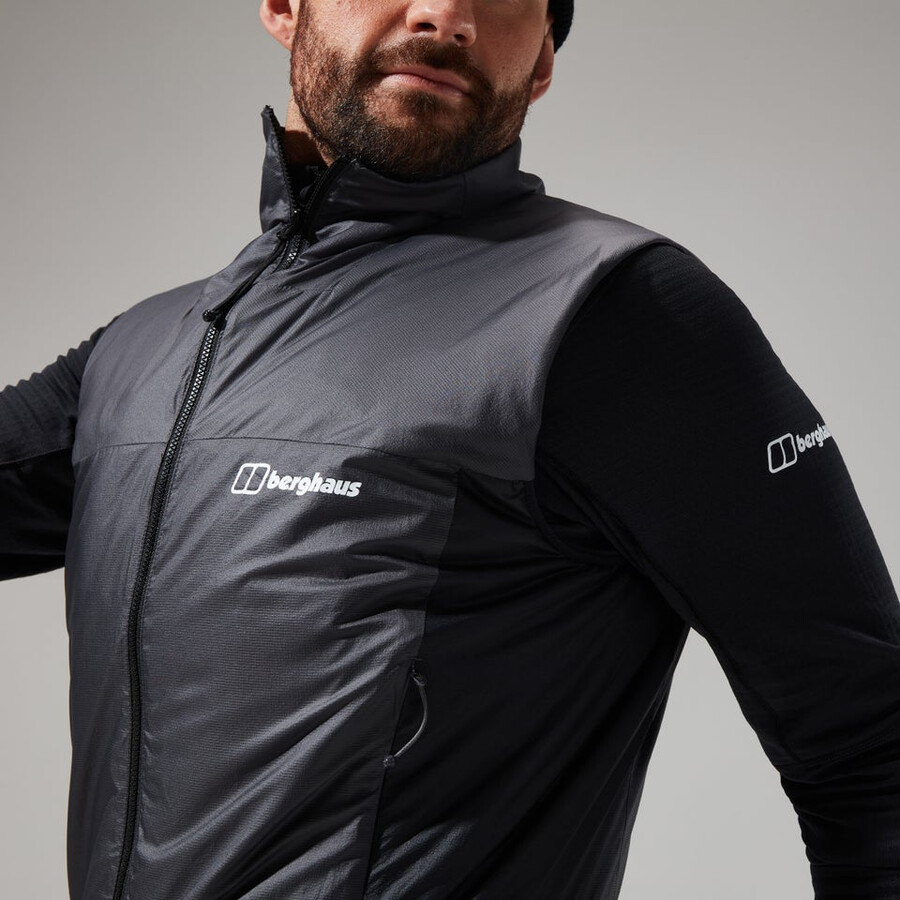 mens mtn arete lb synthetic vest - greyblack berghaus