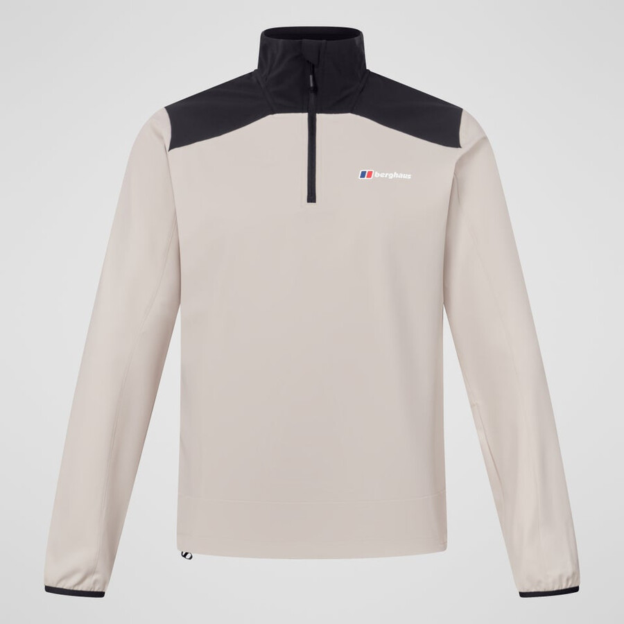 mens terrain trek half zip jacket - greyblack berghaus