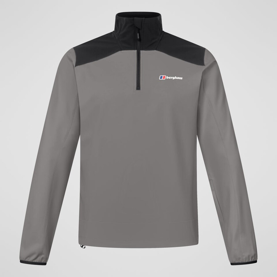 mens terrain trek half zip jacket - greyblack berghaus