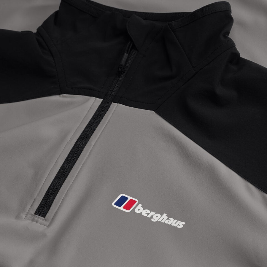 mens terrain trek half zip jacket - greyblack berghaus