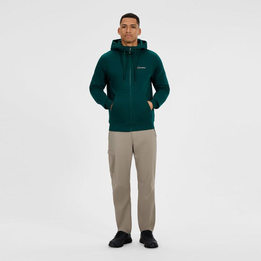 mens logo full zip hoodie - green berghaus