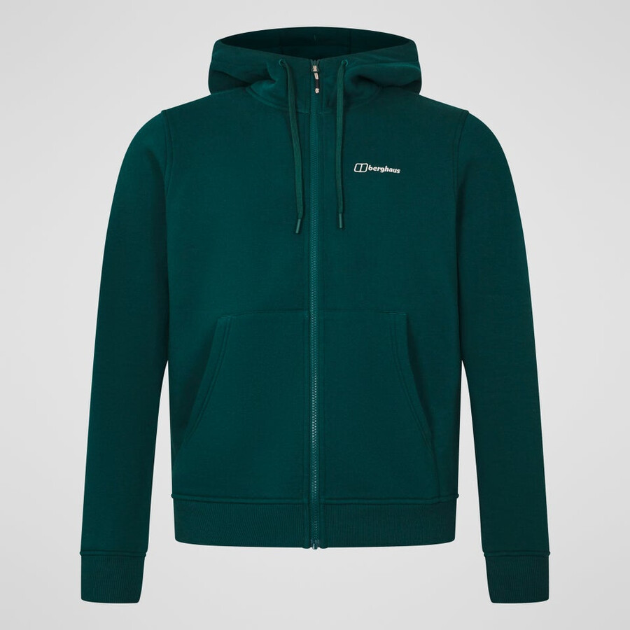 mens logo full zip hoodie - green berghaus
