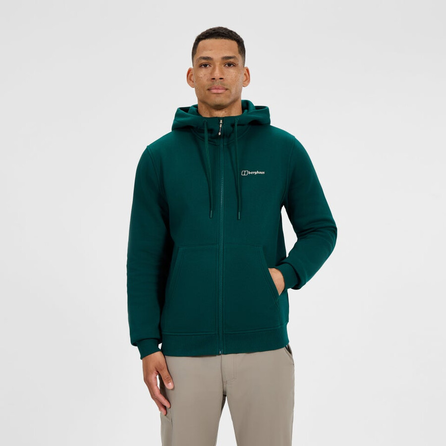 mens logo full zip hoodie - green berghaus