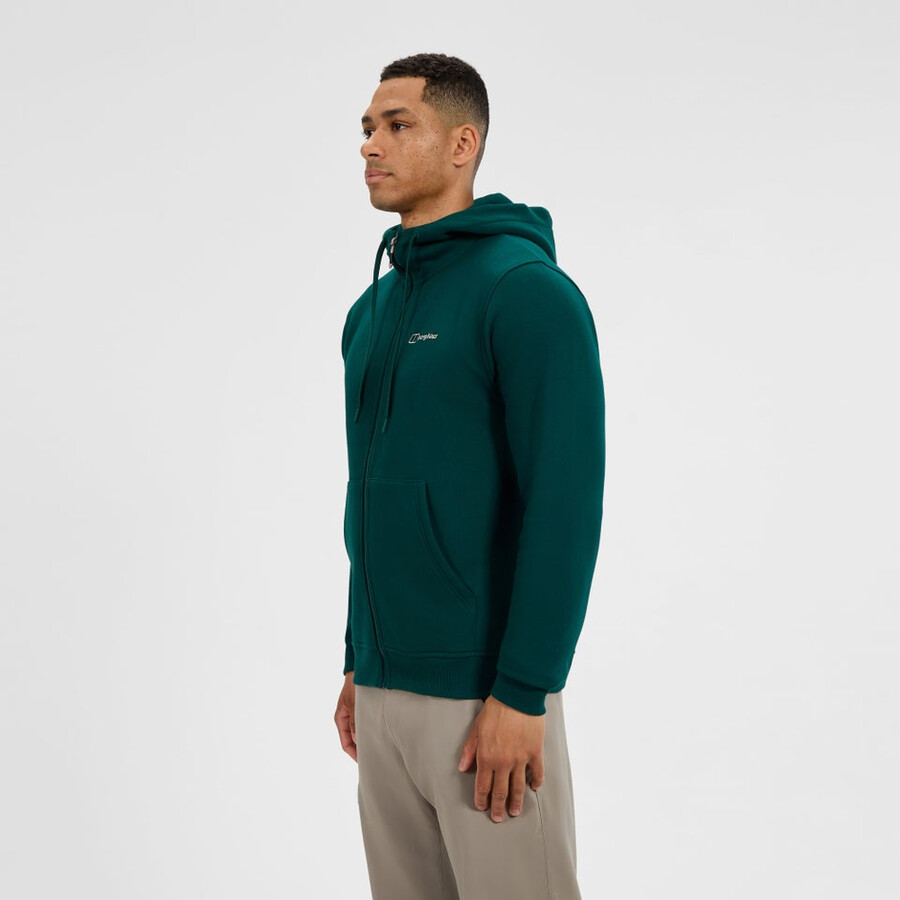 mens logo full zip hoodie - green berghaus