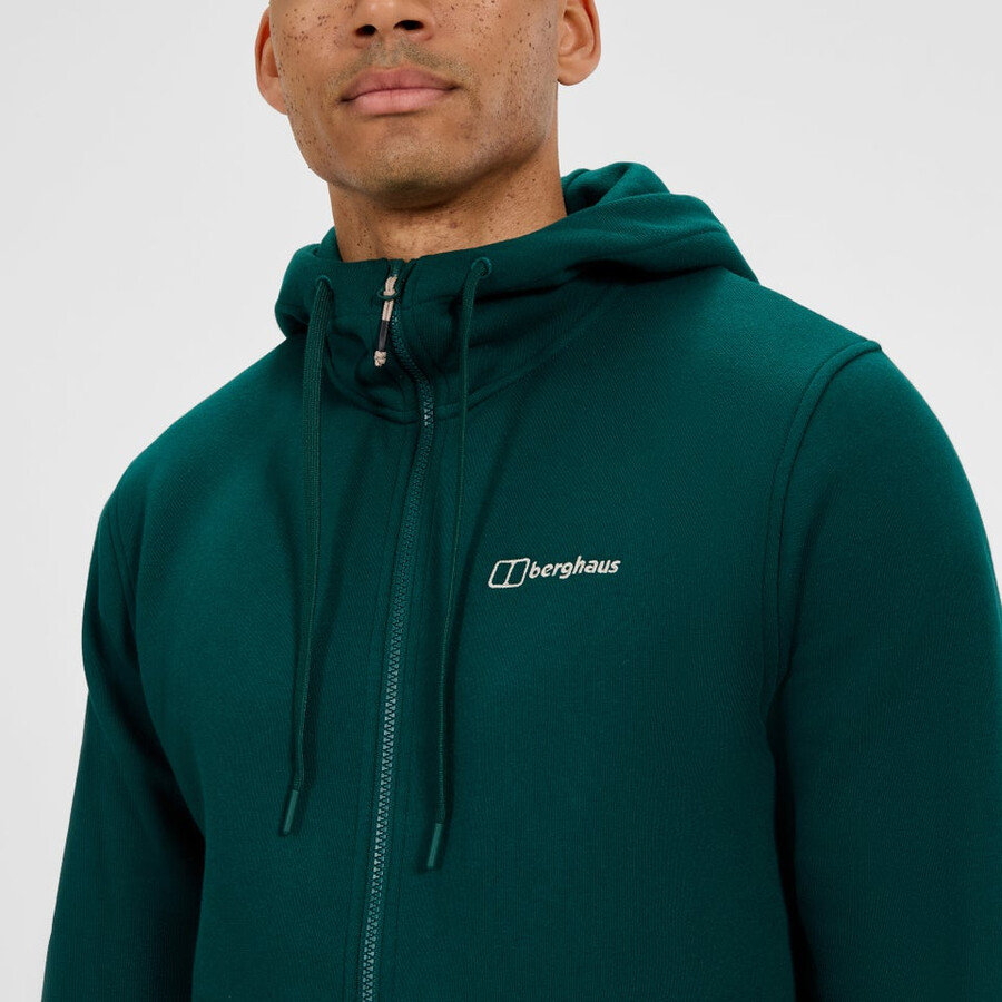mens logo full zip hoodie - green berghaus