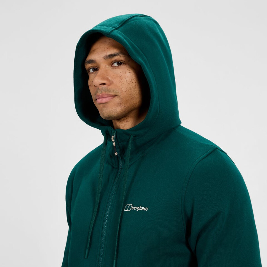 mens logo full zip hoodie - green berghaus