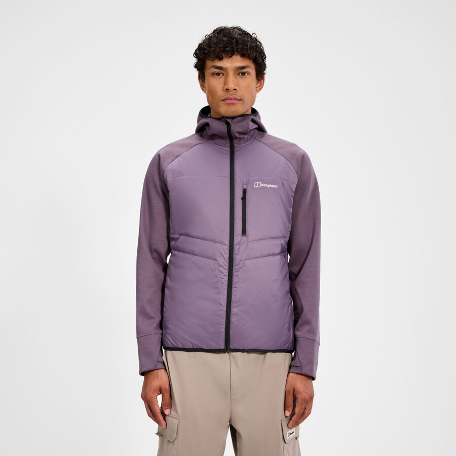 mens trawden hybrid hooded jacket - purple berghaus