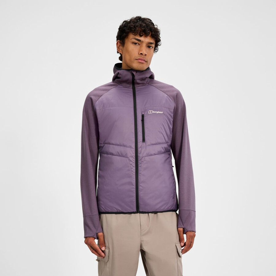 mens trawden hybrid hooded jacket - purple berghaus