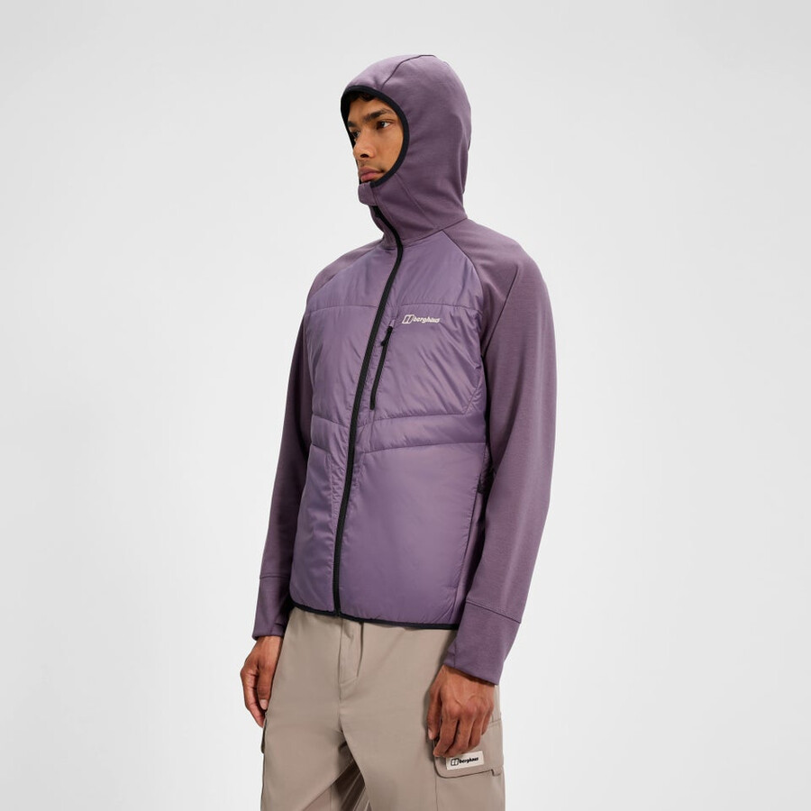mens trawden hybrid hooded jacket - purple berghaus