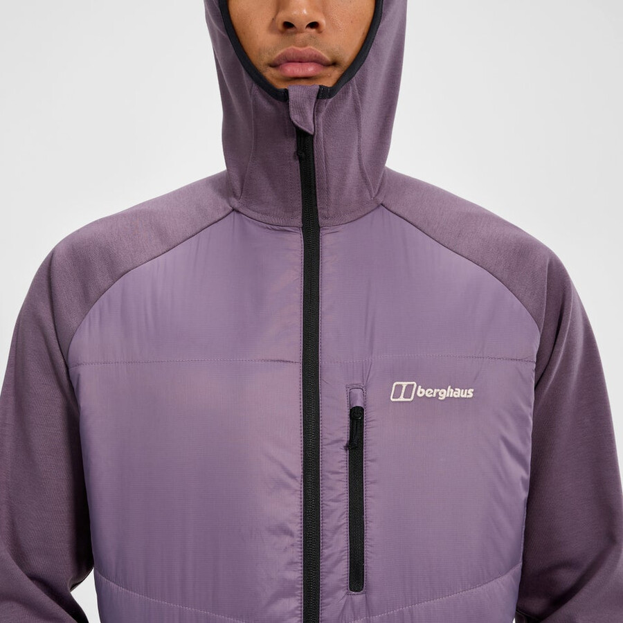 mens trawden hybrid hooded jacket - purple berghaus