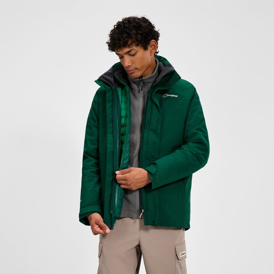 mens hillwalker 2.0 gemini gore-tex waterproof 3in1 jacket - green berghaus