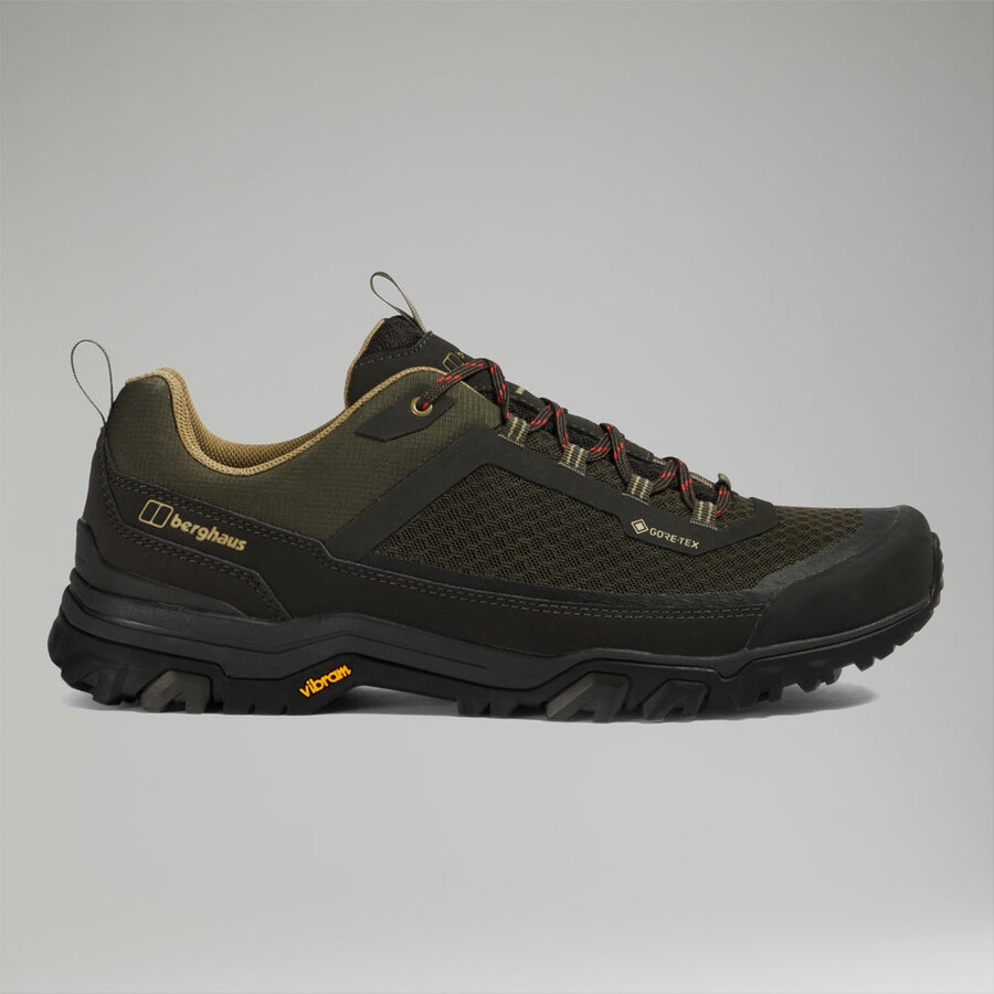 mens ground attack active gore-tex shoe - browndark green berghaus