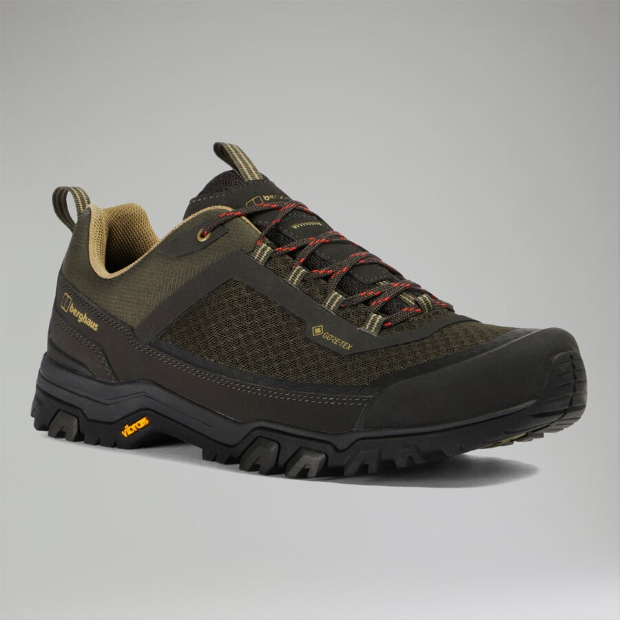 mens ground attack active gore-tex shoe - browndark green berghaus