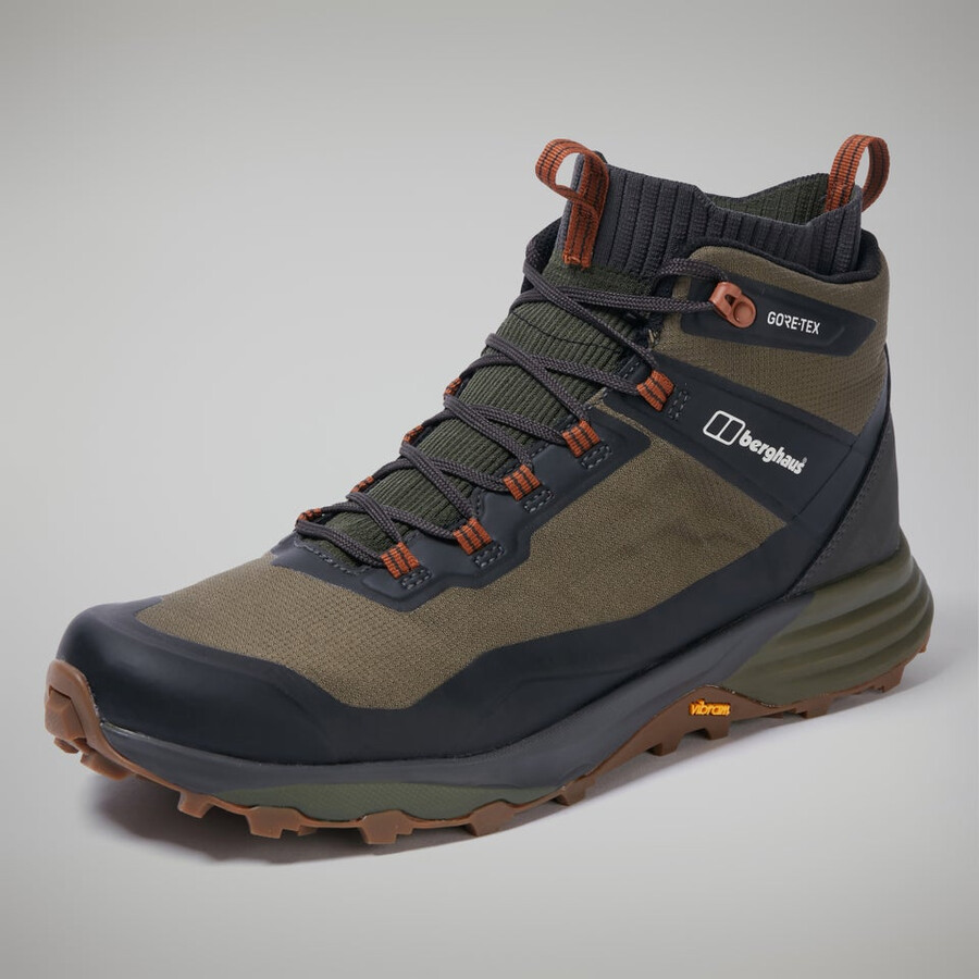 mens vc22 mid 2.0 gore-tex waterproof shoe - browngreen berghaus