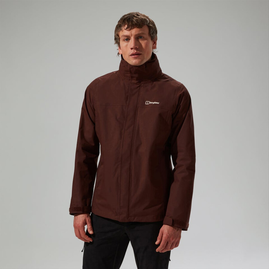 mens rg alpha 2.0 gemini waterproof 3in1 jacket - brown berghaus