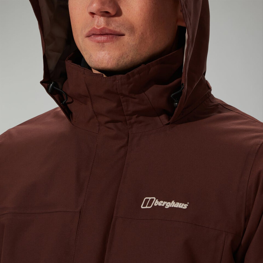 mens rg alpha 2.0 gemini waterproof 3in1 jacket - brown berghaus