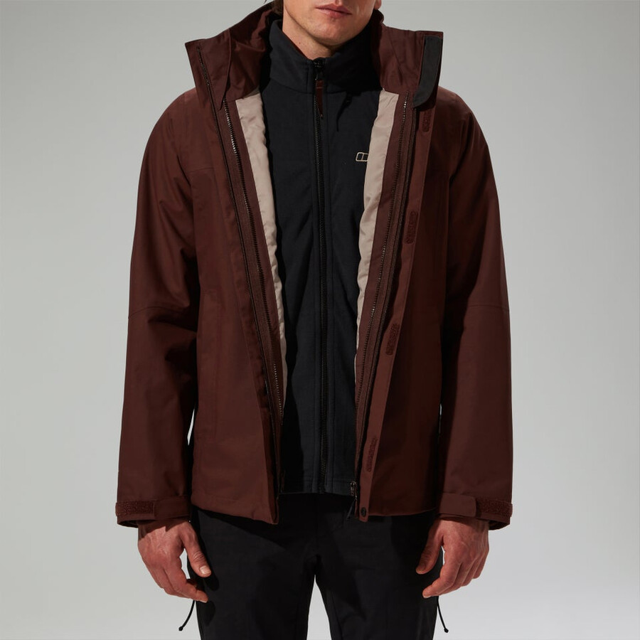 mens rg alpha 2.0 gemini waterproof 3in1 jacket - brown berghaus