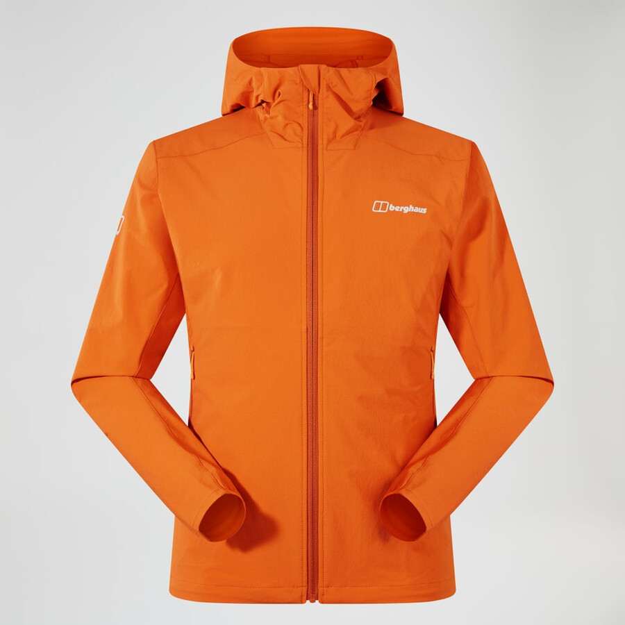 mens ridge-roamer lite softshell jacket - orange berghaus