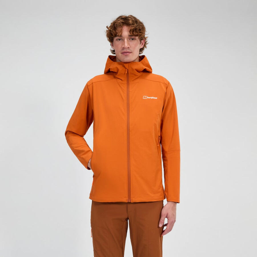 mens ridge-roamer lite softshell jacket - orange berghaus