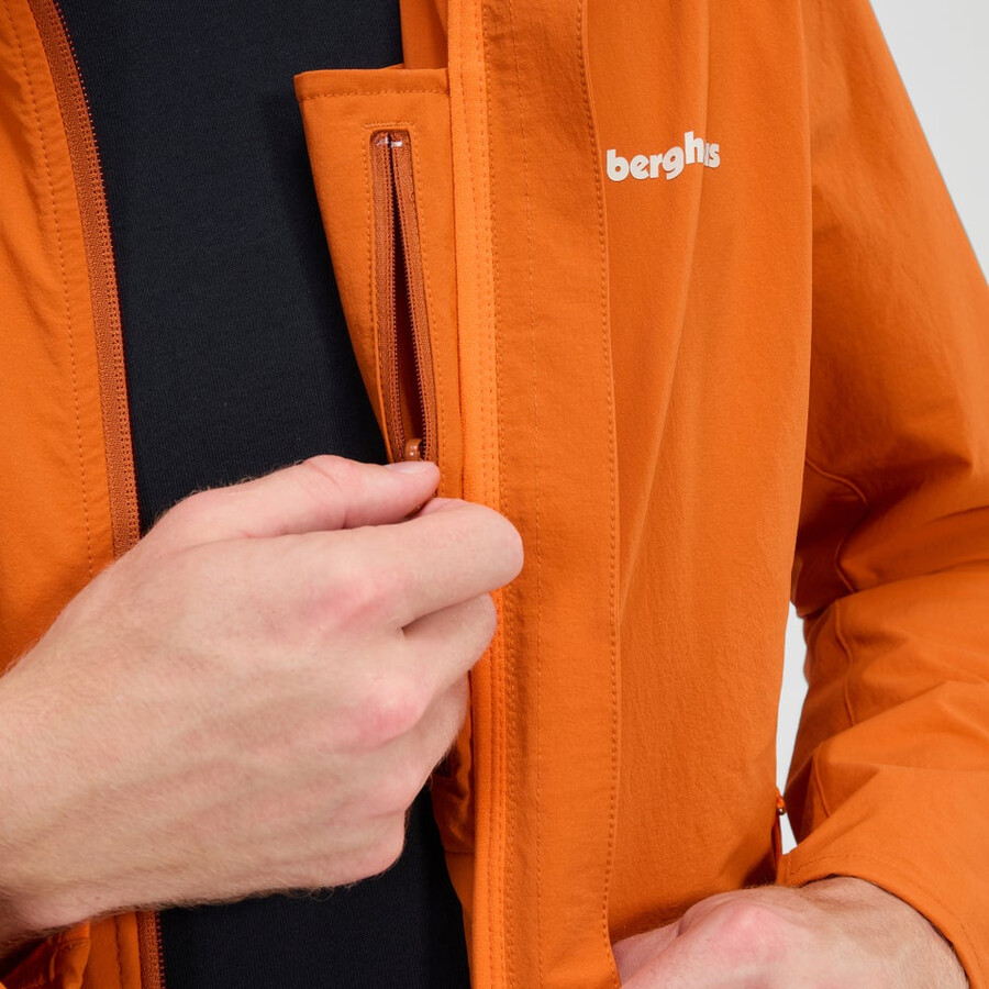 mens ridge-roamer lite softshell jacket - orange berghaus