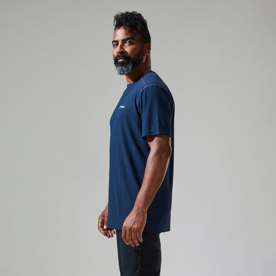 mens 247 tech tee super stretch crew - dark blue berghaus