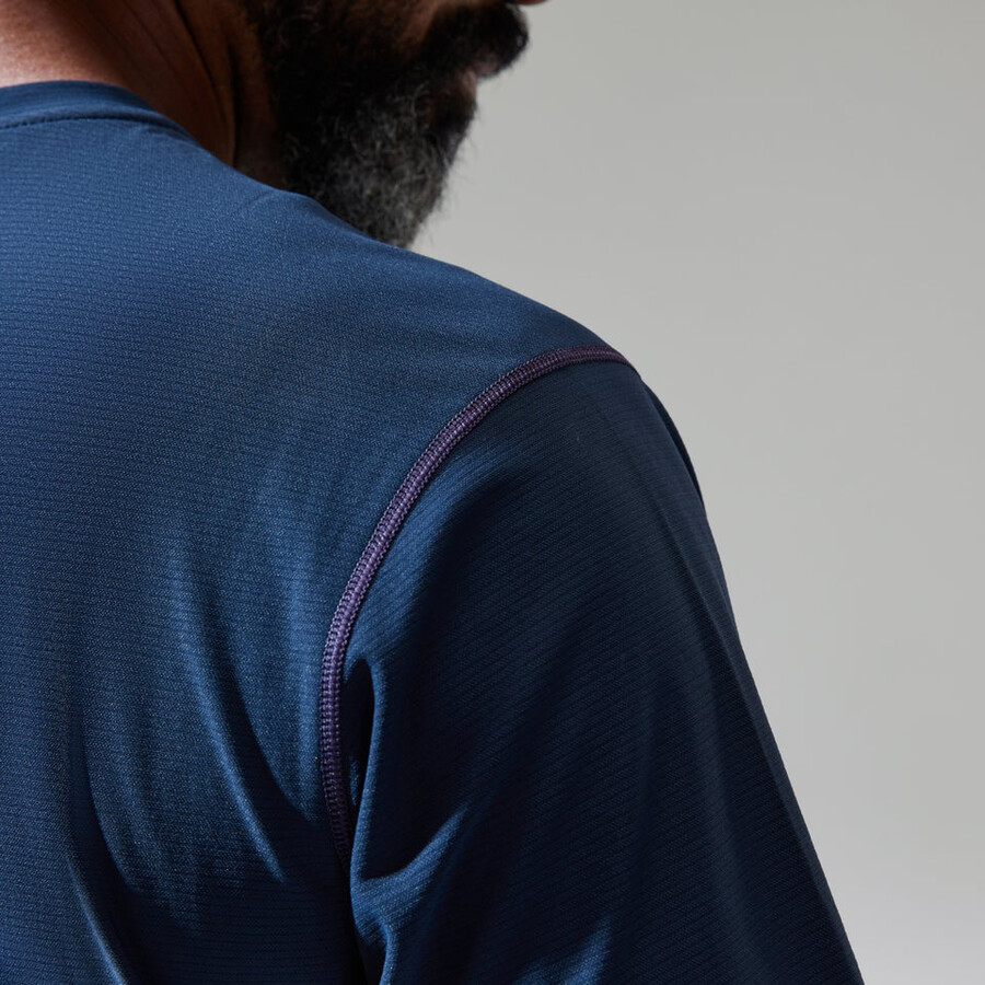 mens 247 tech tee super stretch crew - dark blue berghaus