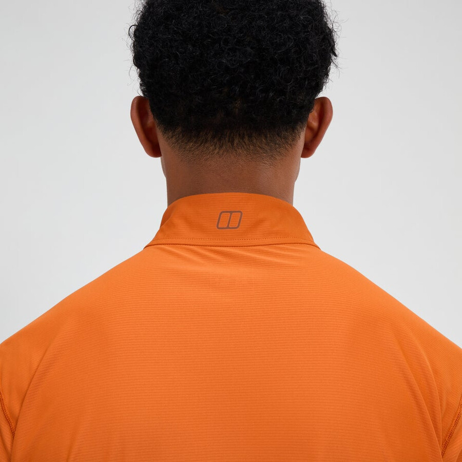 mens 247 half zip long sleeve tech tee - orange berghaus