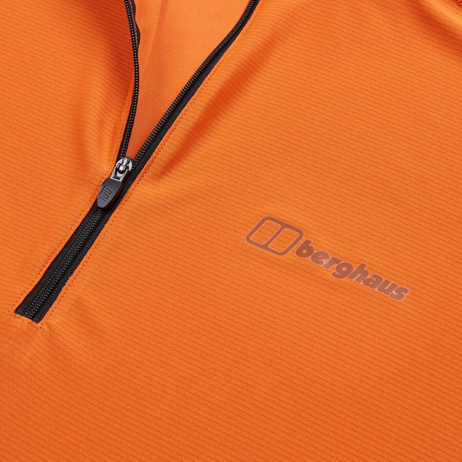 mens 247 half zip long sleeve tech tee - orange berghaus