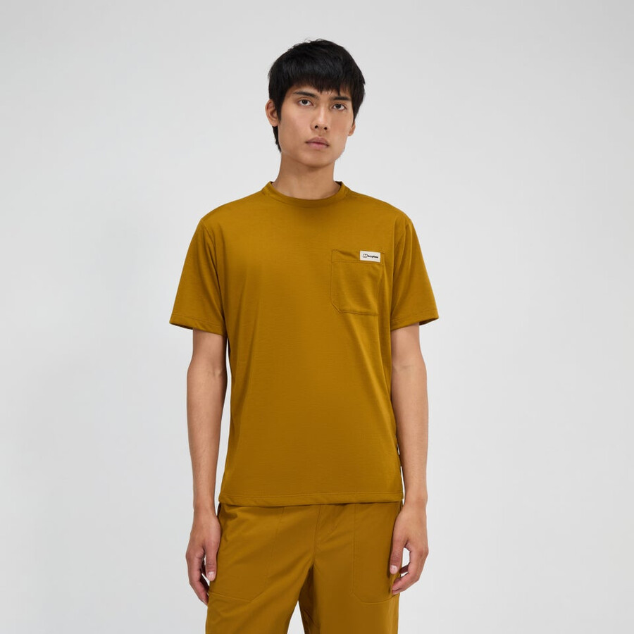 mens relaxed short sleeve tech tee - brown berghaus
