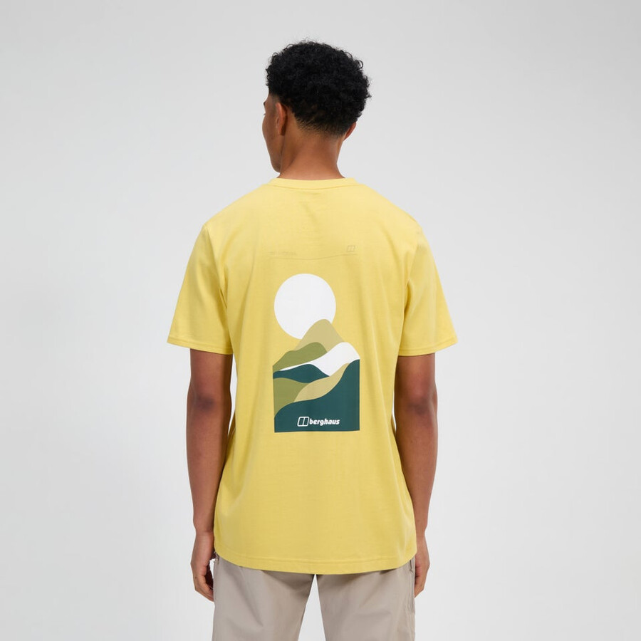 mens rolling peaks short sleeve tee - yellow berghaus