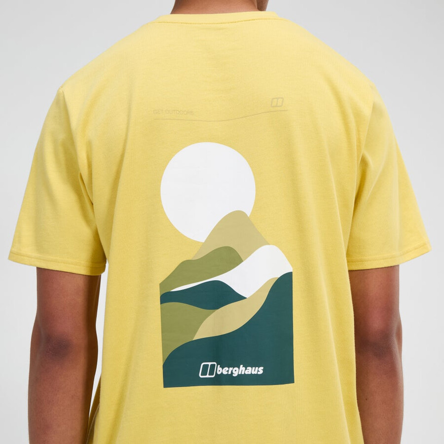 mens rolling peaks short sleeve tee - yellow berghaus