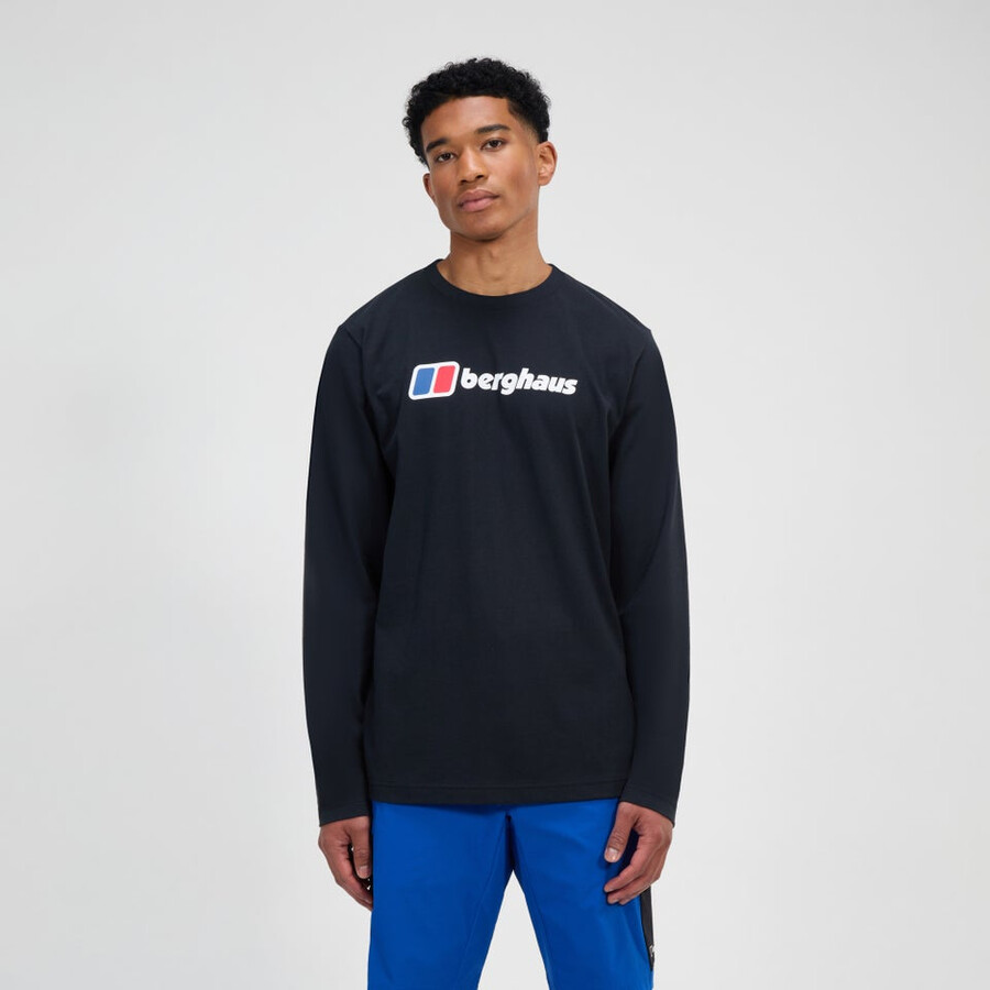 mens berghaus big logo long sleeve tee - black berghaus