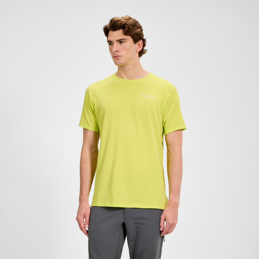 mens delta short sleeves tech tee - yellow berghaus