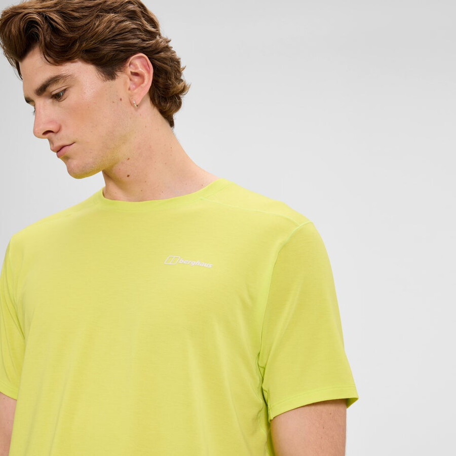 mens delta short sleeves tech tee - yellow berghaus