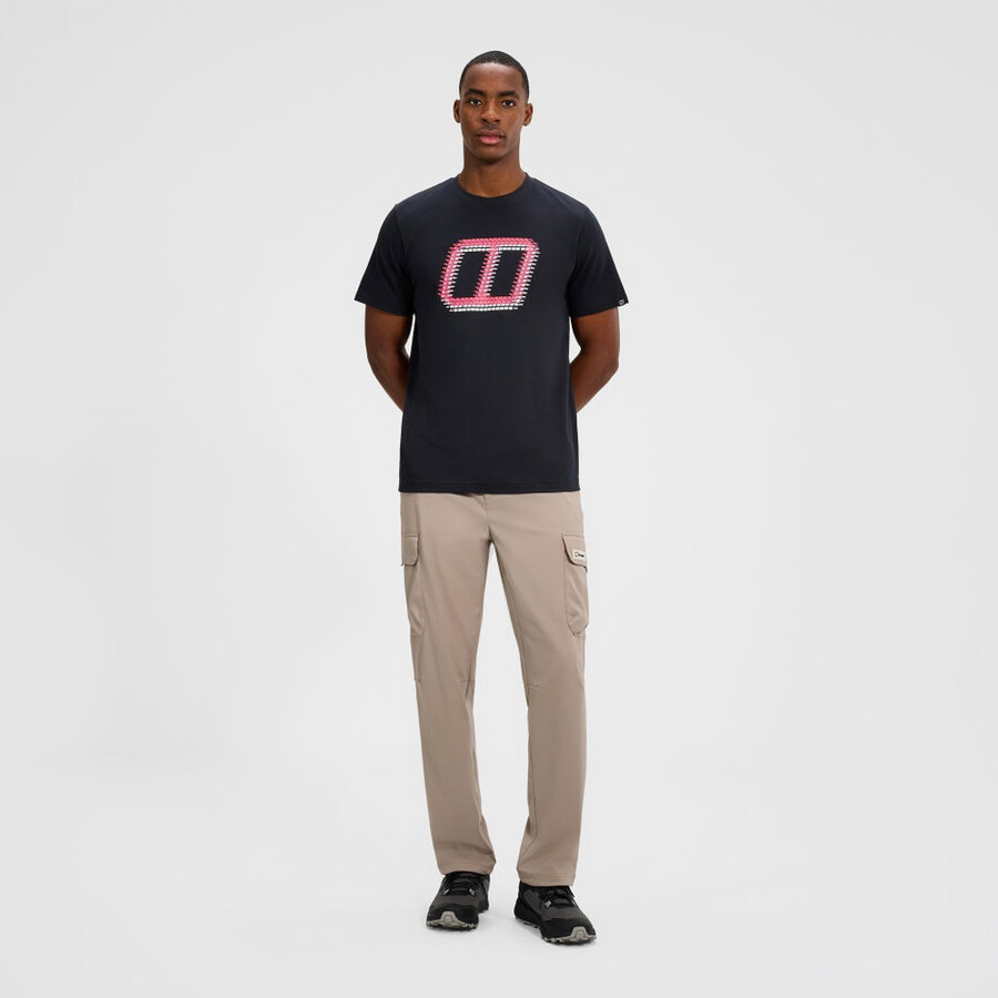 mens glitched blocks tee - black berghaus