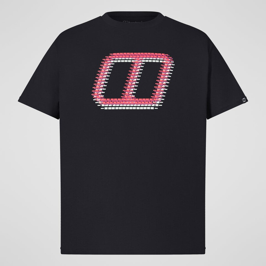 mens glitched blocks tee - black berghaus